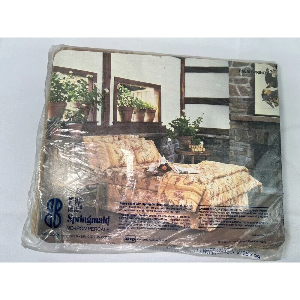 Vintage Bill Blass Springmaid Twin Sheet Palm Springs Percale No-Iron NOS NIP‎